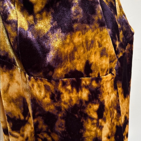 Urban outfitters Tie-Dye gold purple velvet Spaghetti Strap mini Dress small - Picture 4 of 7